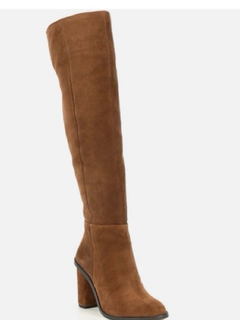 Gianni Bini Barrine Over-the-Knee Suede Block Heel Boot - Chesnut Brown